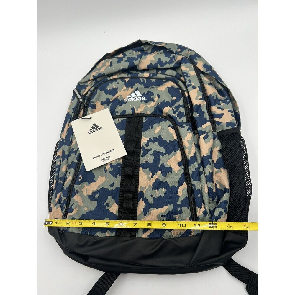 adidas Prime 6 Backpack Essential Camo Crew Navy-Silver Green/Black One Size - Picture 11 of 12